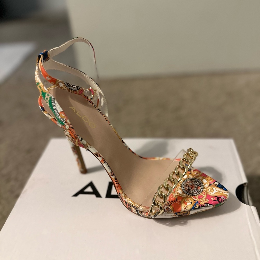 Aldo Vibrant Multicolor Chain Accent Heels